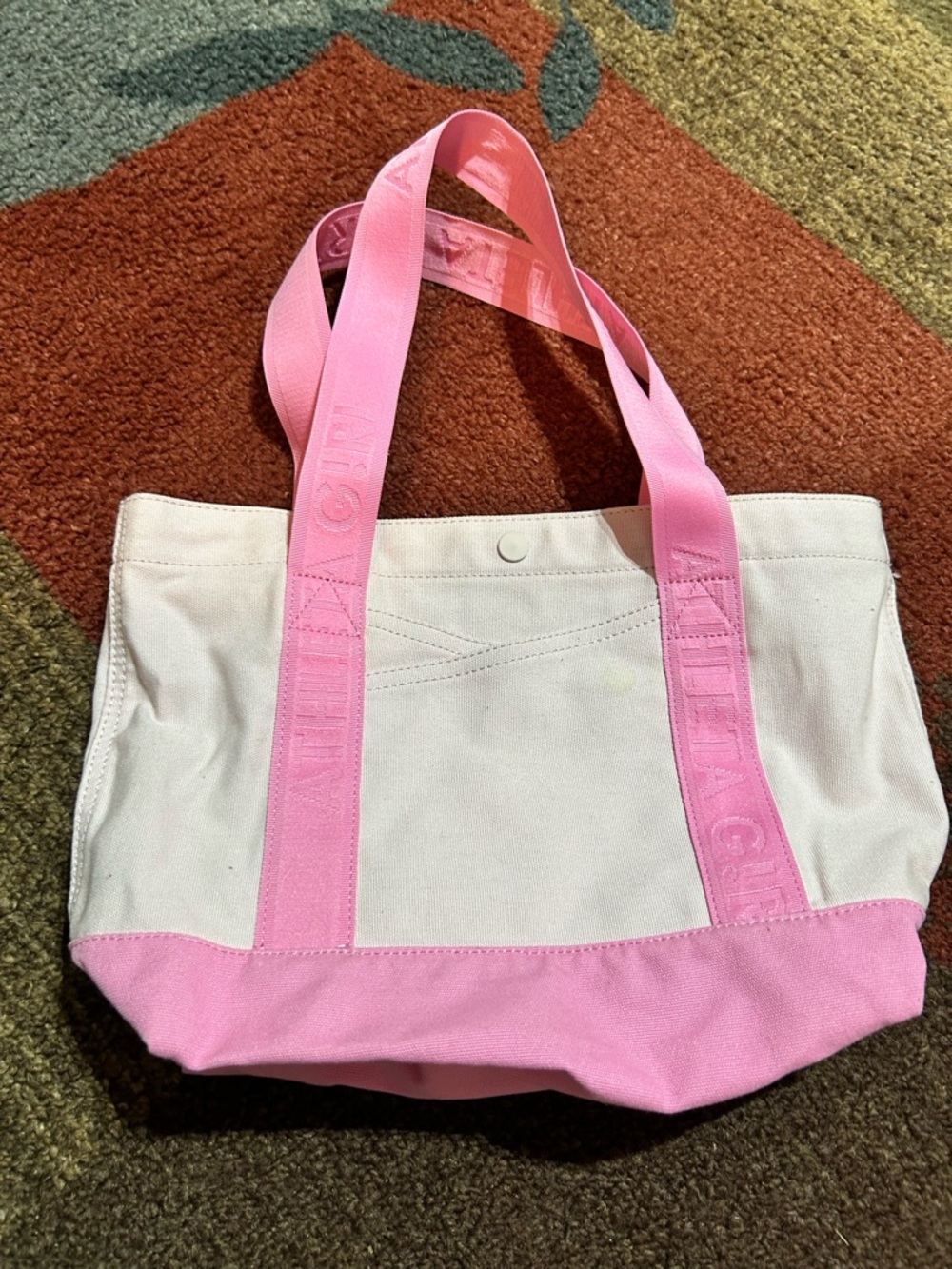 Canvas Tote Bag with Pink Straps and Pink Base